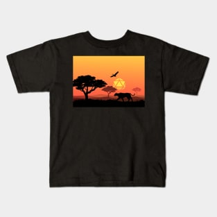 African Jungle Polyhedral Dice Sun Sunset TTRPG Landscape Kids T-Shirt